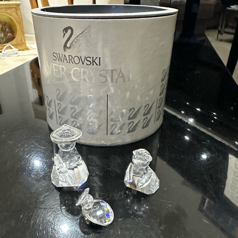 Swarovski Holy Family 3 Pc Nativity Set 1990’s Like New Original Boxes Retired